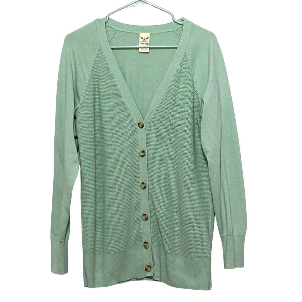 Y2K Faded Glory Womens‎ Cardigan Sweater L Seafoam Green Spring Feminine Pastels